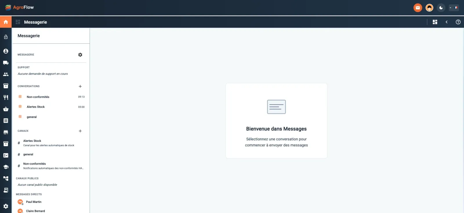Messagerie interne d'AgroFlow